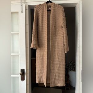 Pink Lily Tan Knit Long Cardigan